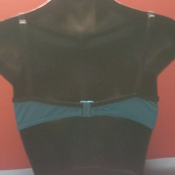 Turquoise Bikini/Halter w Black Piping & Charm - Picture 3 of 7